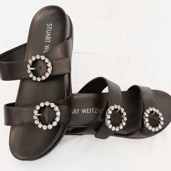 Stewart Weitzman BlingRing Crystal Buckle Slide sz 9 NEW - Picture 8 of 12